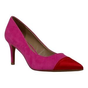 On 34th Women's Jeules Pointed Toe Slip On High Heel Pumps Pink Red Size 5 1/2